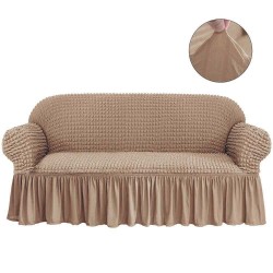 Κάλυμμα Τριθέσιου καναπέ με βολάν Μπεζ