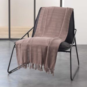 Ριχτάρι με κρόσια  Σχ.Lilia Taupe 180X220cm 100%cotton - Image 1