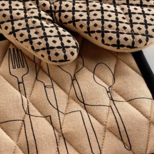 Σετ πιάστρα-γάντι Σχ. Cuisiline beige 100% cotton - Image 2