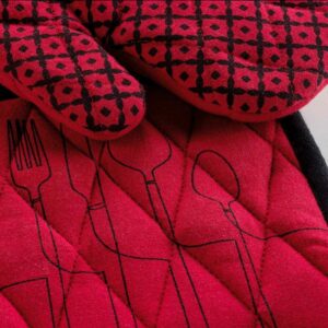 Σετ πιάστρα-γάντι Σχ. Cuisiline red 100% cotton - Image 2
