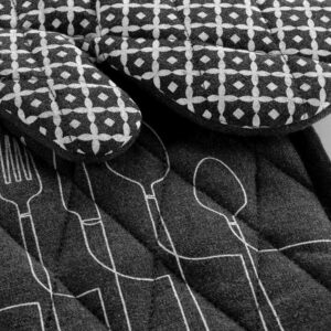 Σετ πιάστρα-γάντι Σχ. Cuisiline d.grey 100% cotton - Image 2