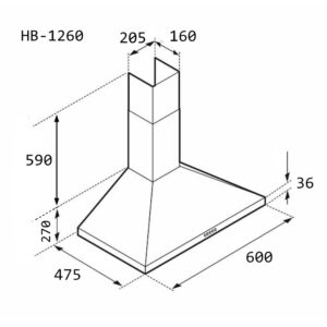 Απορροφητήρας Κουζίνας Καμινάδα 60cm Hausberg HB-1260AB Λευκό - Image 6