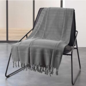 Ριχτάρι με κρόσια  Σχ.Lilia grey 180X220cm 100%cotton - Image 1