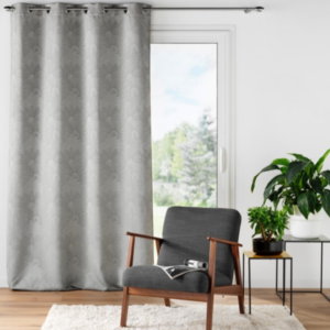 Κουρτίνα ζακάρ Σχ. Teora grey 140x260cm  έτοιμη ραμμένη με κρίκους 100% pol. - Image 1