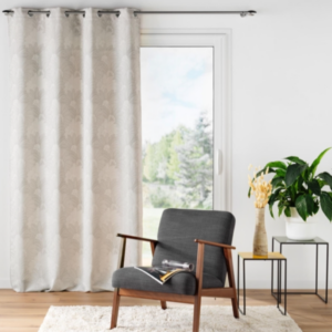 Κουρτίνα ζακάρ Σχ. Teora taupe 140x260cm  έτοιμη ραμμένη με κρίκους 100% pol. - Image 1