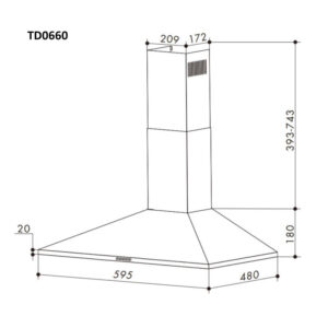 Απορροφητήρας Κουζίνας Καμινάδα 60cm Telemax TD0660 Μαύρο - Image 5