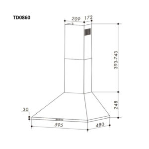 Απορροφητήρας Κουζίνας Καμινάδα 60cm Telemax TD0860 Μαύρο - Image 5